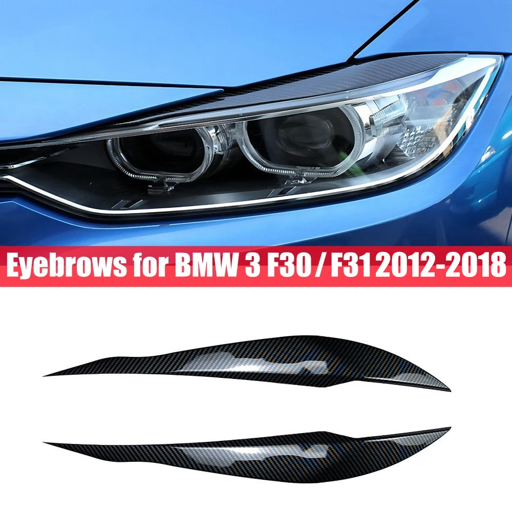 for BMW 3 Series F30 2012-18 Carbon Fiber Headlight Eyebrow Eyelid Cover Trim