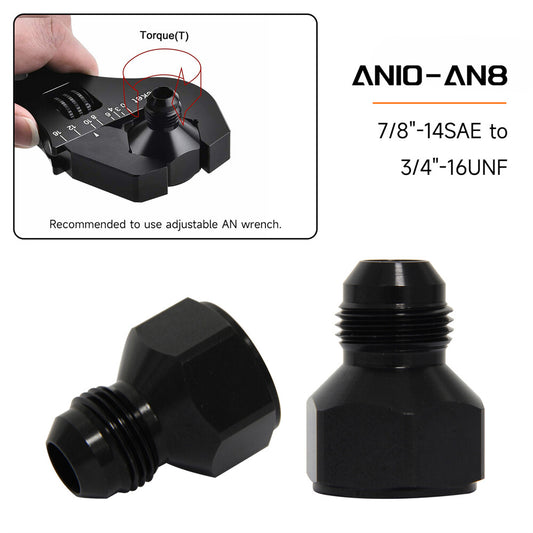 2PCS 10AN AN10 FEMALE to AN8 8AN MALE REDUCER EXPANDER HOSE FITTING ADAPTOR