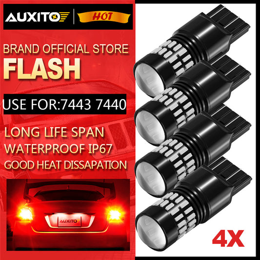 AUXITO Super Red 7443 7440 Warning Flasher LED Brake Light Bulbs