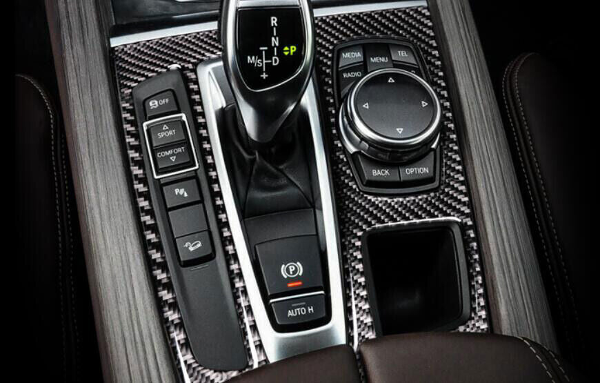 for BMW X5 F15 2014-18 Real Carbon Fiber Console Gear Shift Frame Cover Trim 1P