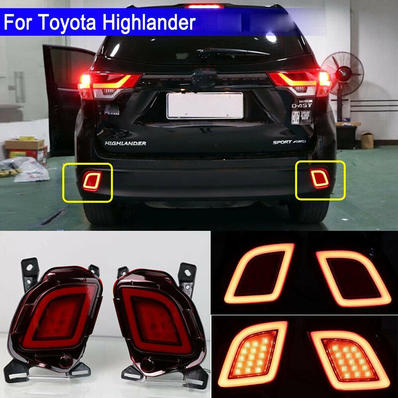 for Toyota Highlander 2014-2019 LED Auto Rear Bumper Fog Light Turn Signal Lamp