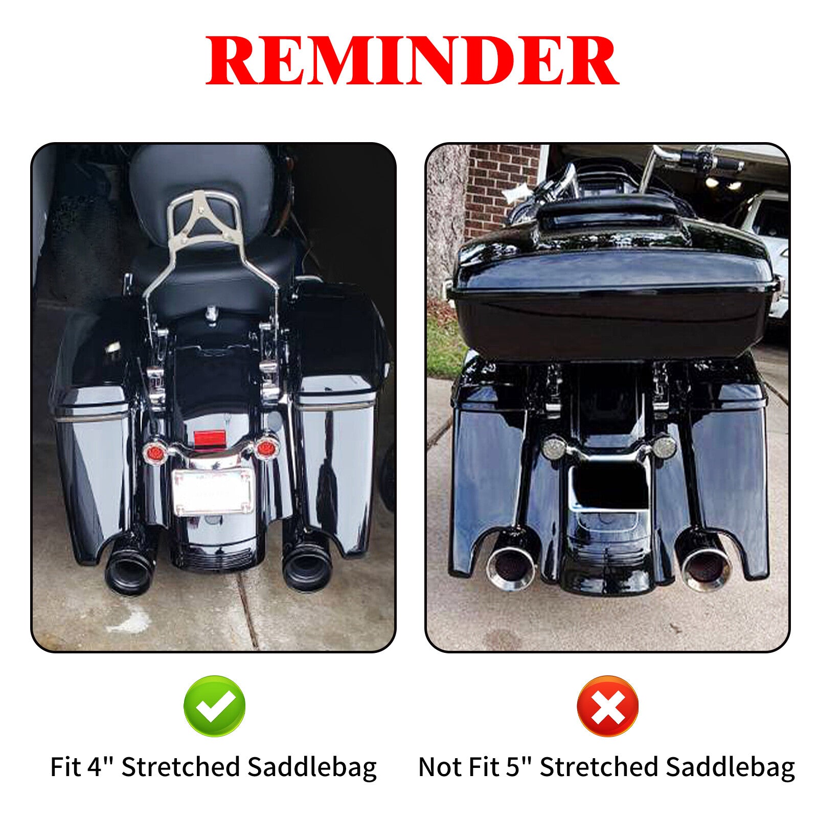 4 Extended Saddlebag Insert Stretched Bag w/ White Line Fits for Harley Touring
