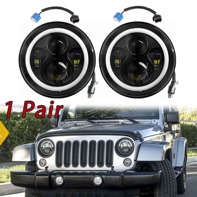 7 Inch Round LED Headlights w/Turn Signal Light Pair for Ford for Mustang GT Coupe