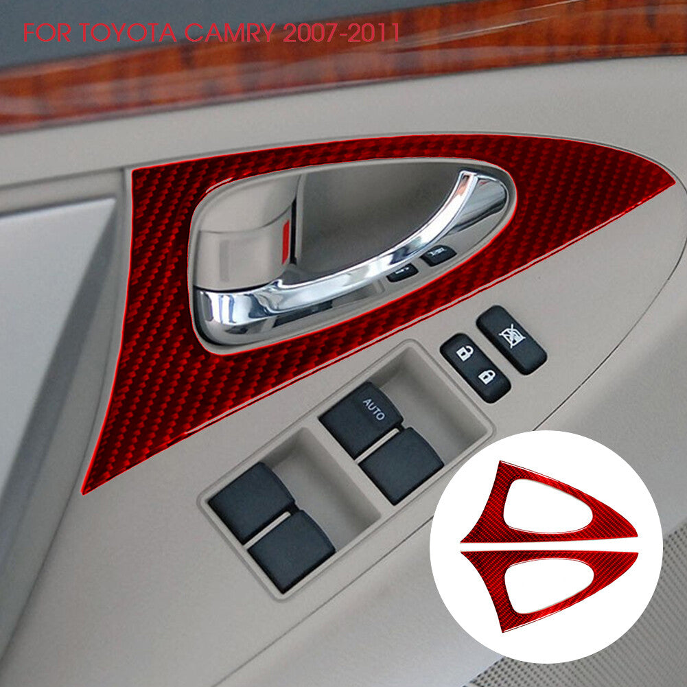 Red Carbon Fiber Front Door Handle Panel Trim Cover for Toyota for Camry 2007-2011