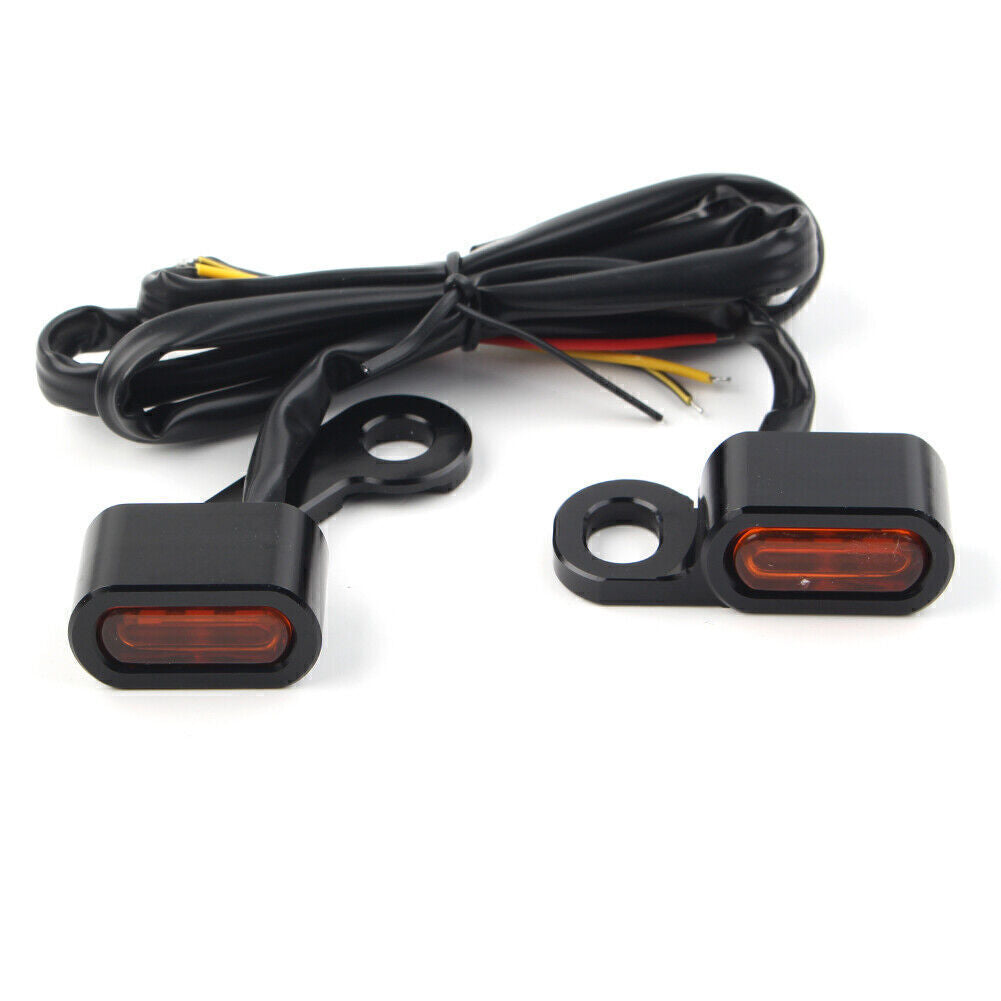 Sequential LED Turn Signals Flowing for Mini Handlebar Light for Harley BlackOrange