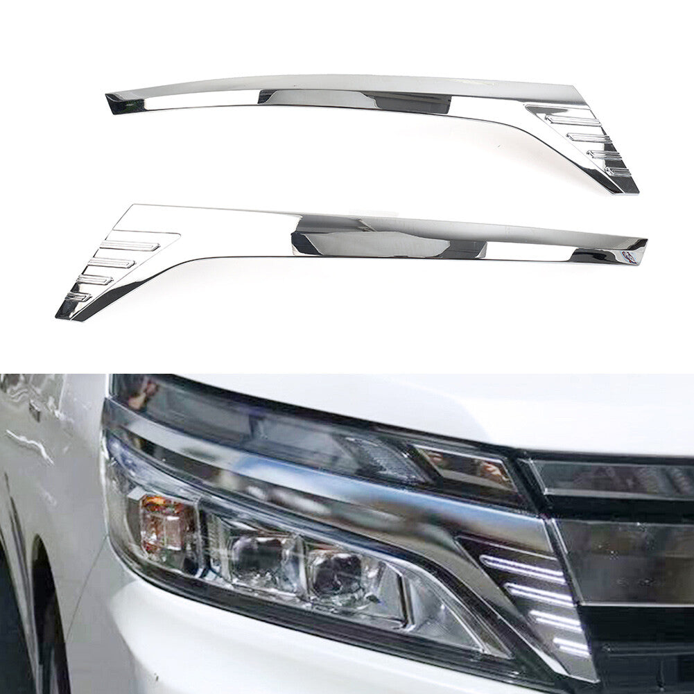 2pc Chrome Car HeadLight Lamp Cover Trim Fit for Toyota Voxy R80 2018 2019 2020 ABS