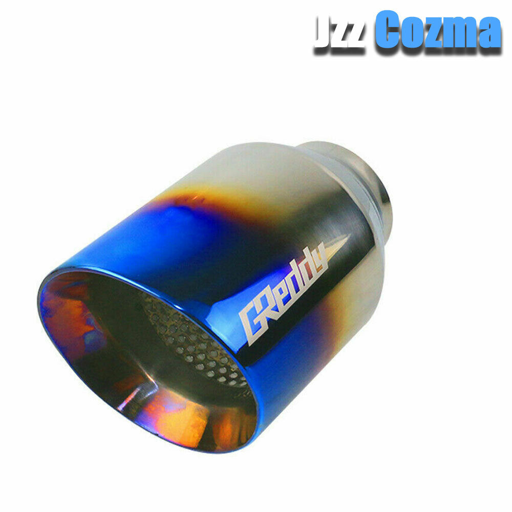 Universal 2.5'' ID 4'' OD Exhaust End Tip Muffler Burnt Blue Pipe Tip Slant Tip