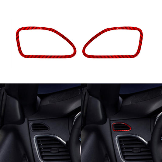 2Pcs Red Carbon Fiber Defogger Vent Frame Cover Trim for Chrysler 200 2011-2014