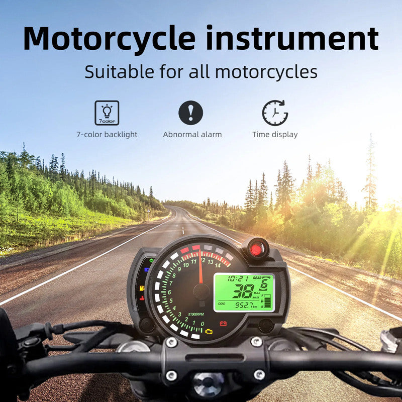 Motorcycle 299KM/H 7ColorsDigital Odometer Speedometer Instrument Gauge Meter