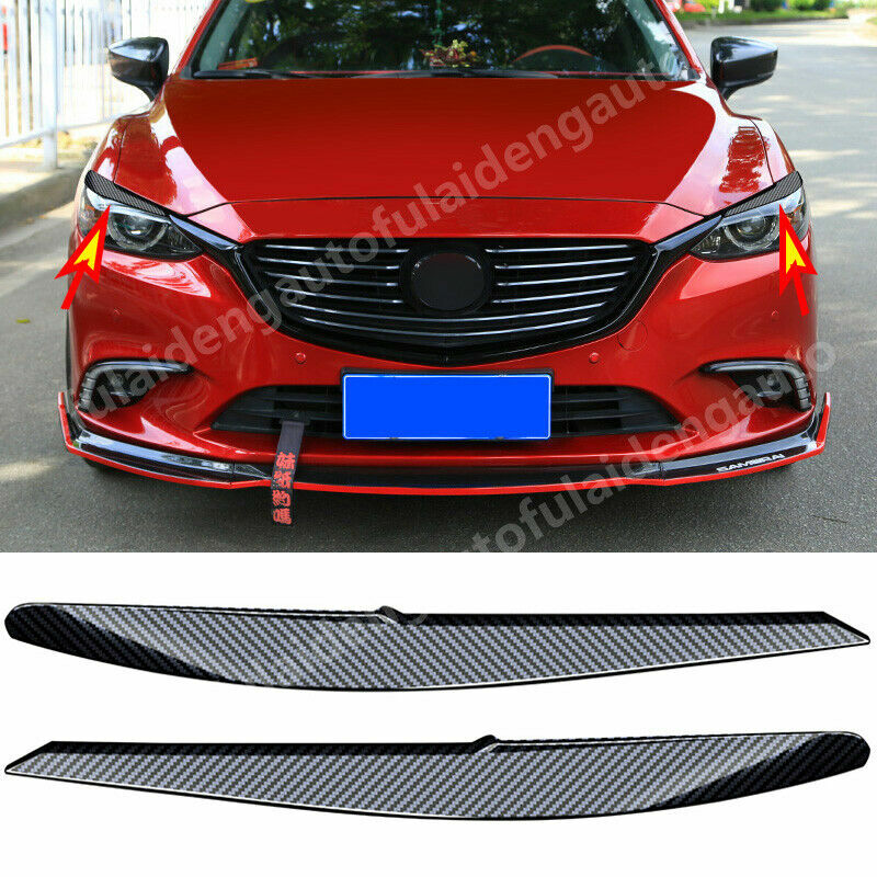 for Mazda 6 Atenza 17-2018 Carbon Fiber Look Headlight Lamp Eyelids Cover Trim
