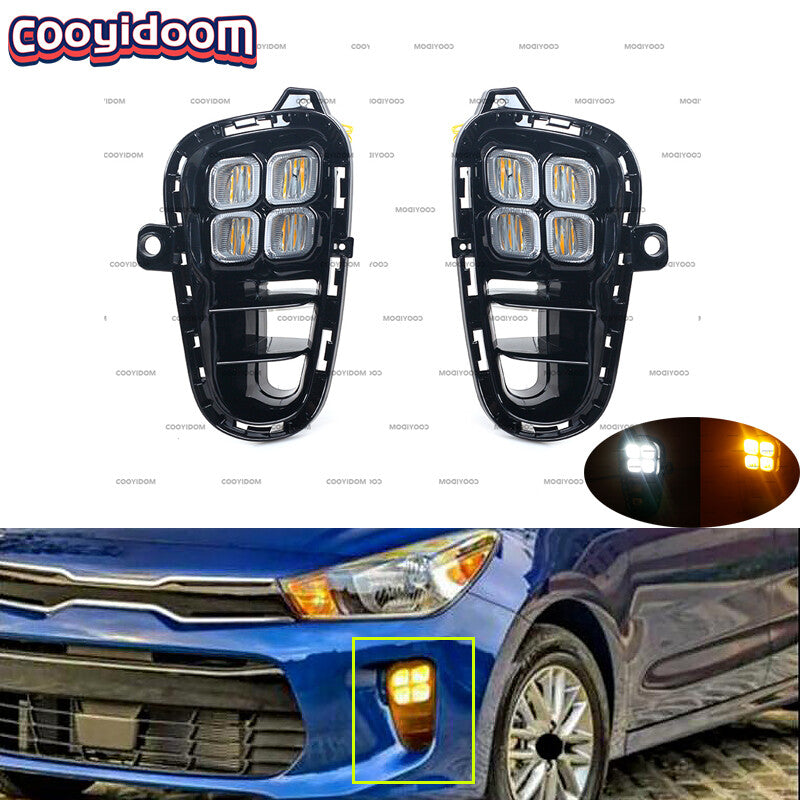 Suitable for 2018-19 for Kia Rio LED front bumper daytime running lights and fog lights (LHRH-)