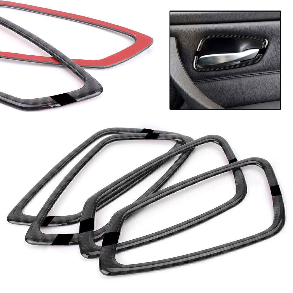 Carbon Fiber Car Interior Door Handle Frame Trim for BMW E90 E92 3 Series 05-12