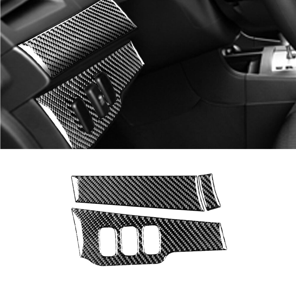 2-Piece Carbon Fiber Headlight Switch Cover Trim for Mitsubishi Lancer (2008-15)
