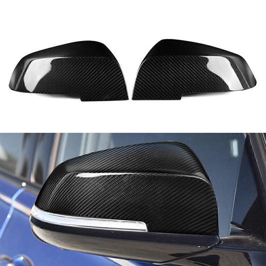 2-Piece Carbon Fiber Car Side Mirror Covers for BMW E84 F20 F22 F30 F32 Black