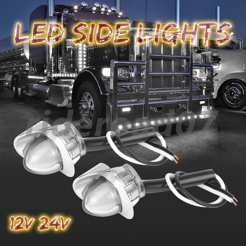 10Pcs White LED Bullet Clearance Side Marker Lights Round For Truck Trailer RV