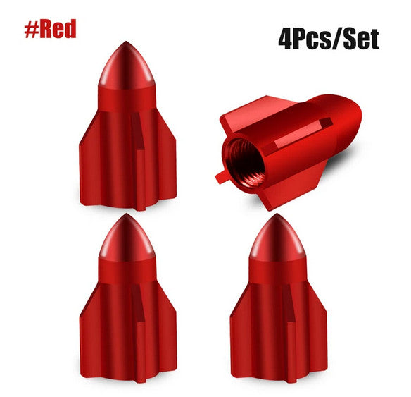 4-piece car tire valve cover rod air dust cover dustproof blue rocket for Mazda and for Kia