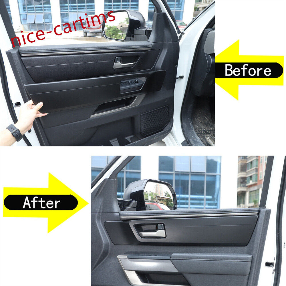 Matte Black ABS Interior Door Handle Panel Decor Cover For Toyot@ Tundr@ 2022-24