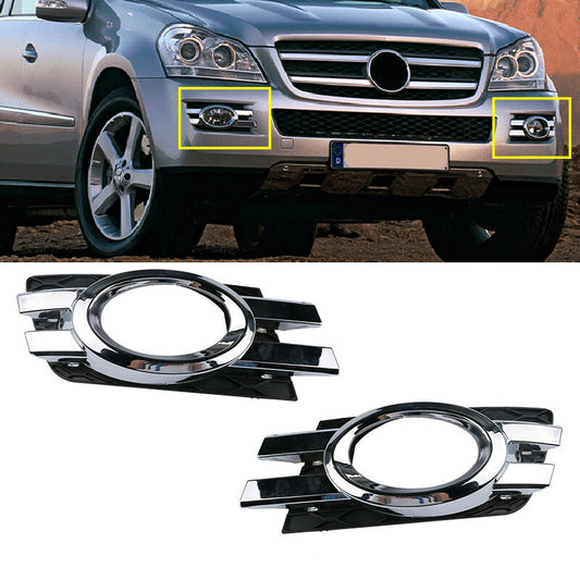 Pair Chorme Front Bumper Fog lamp Grille Cover for Mercedes GL450 2007-2009