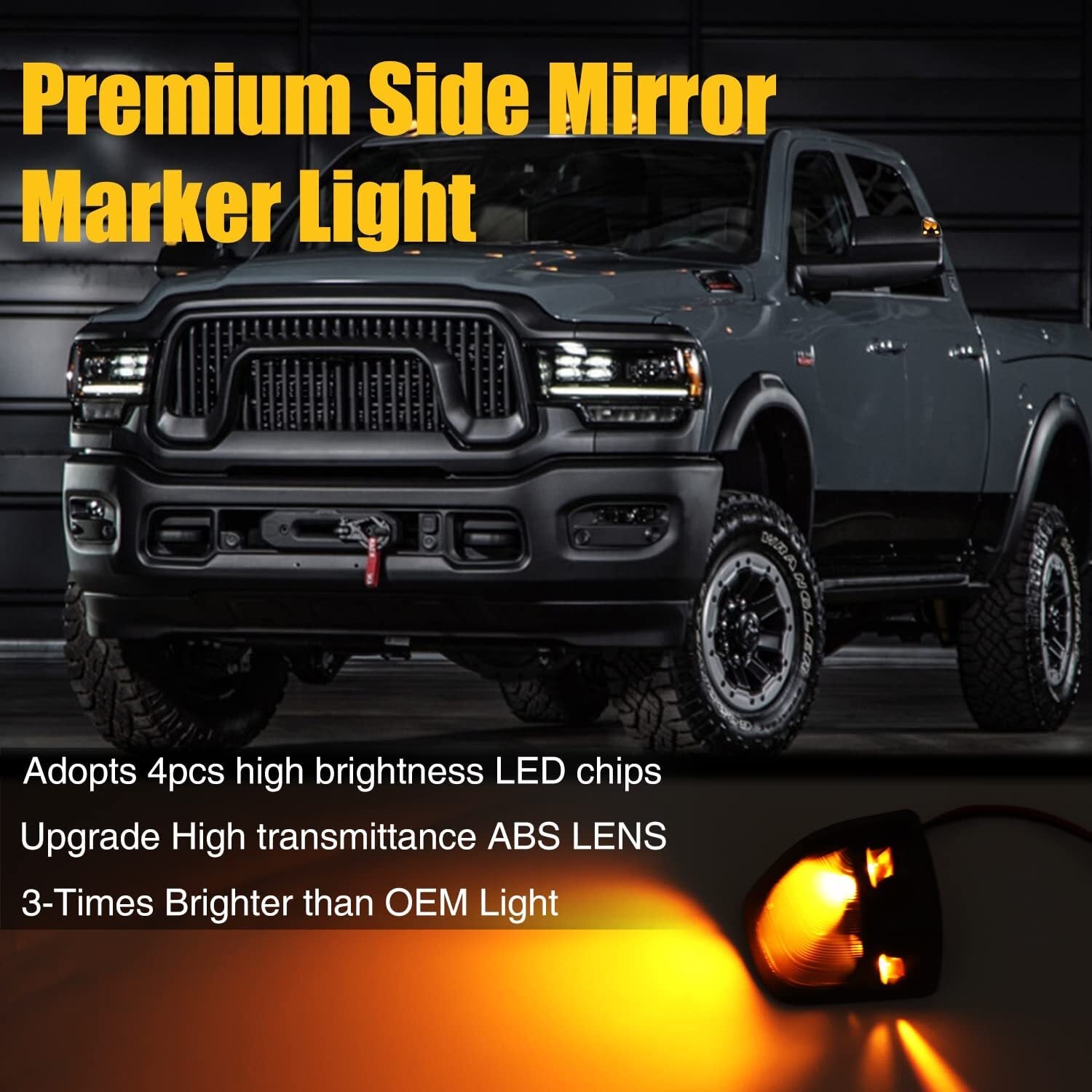 2 for Dodge for Ram 1500 2500 Smoke LED Side Mirror Turn Signal Light Amber Len Lamp