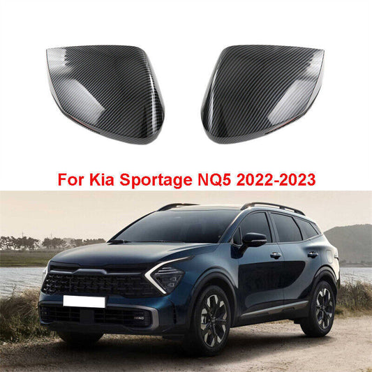 Carbon Fiber Look Rearview Mirror Cover Shell Cap for Kia Sportage NQ5 2022-2023