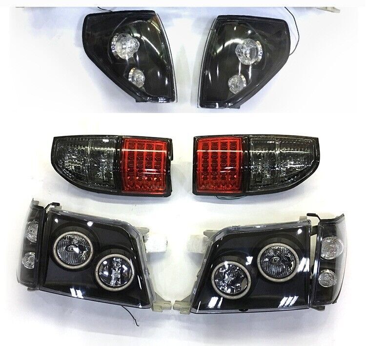 6x for Toyota Prado 90 1997-02 Black FrontRear Headlight Taillight Replace kit