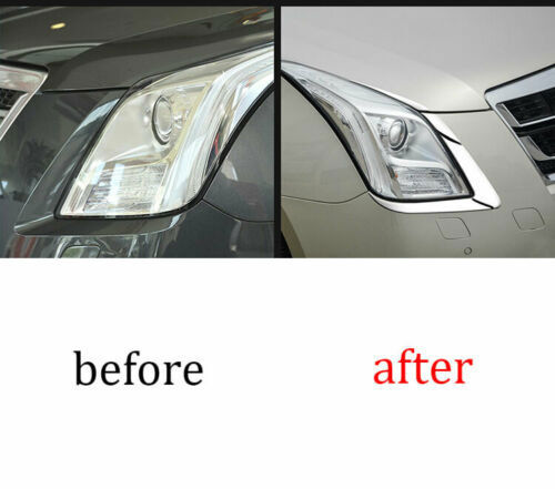 Chrome Front Headlight Lamp Strip Trim 4PCS Steel Fit for Cadillac XTS 2013-2017