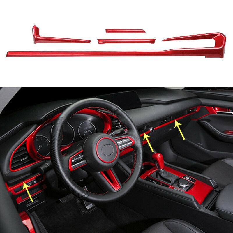 Red Style Inner Center Console Stripe Decorative Trim For Mazda3 Axela 2019-2022