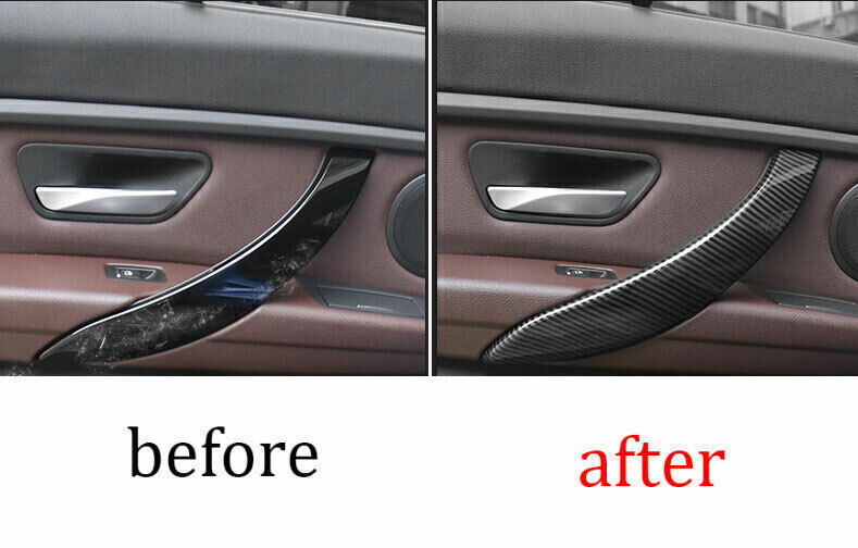 Carbon Fiber Look Interior Door Armrest Strip Trim 4P for BMW 3 Series 2014-2018