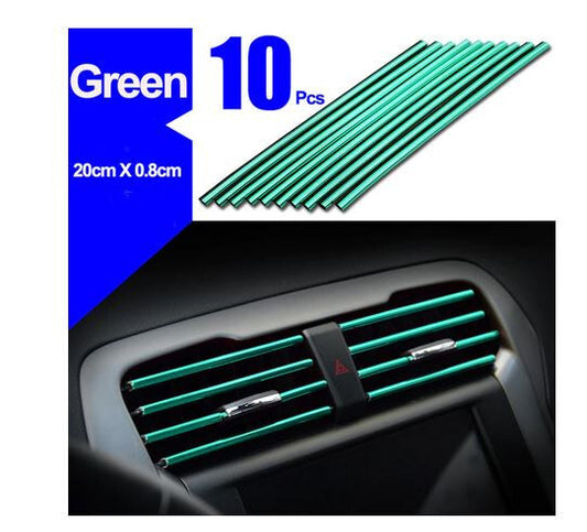 10-Piece Car Air Conditioner Socket Decorative Molded Strips, Green, Suitable for Dodge