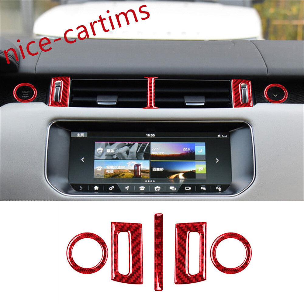 5¡ÁRed Carbon Fiber Center Air Vent Outlet Cover For LR for Range Rover Sport 2014-17