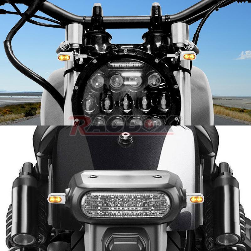 2X Chrome Amber LED Turn Signal Blinker Lights For Motorcycle Cafe Racer Bobber
