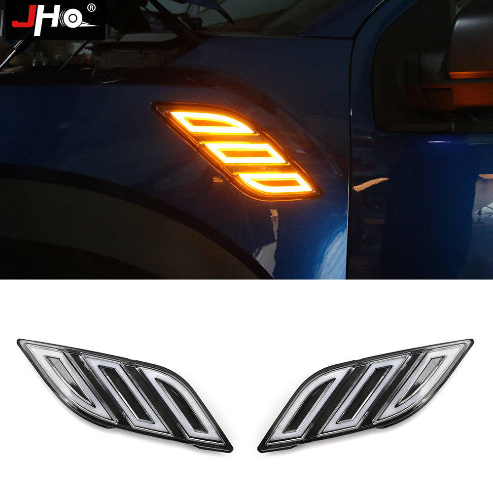 2pcs Fender Vent LED Side Marker Light Drl Turn Signal Lamp for Ford F150