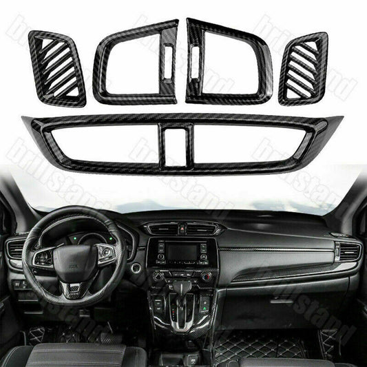 5P Carbon ABS Dashboard Air Outlet Vent Cover Trim for Honda CR-V CRV 2017-2022