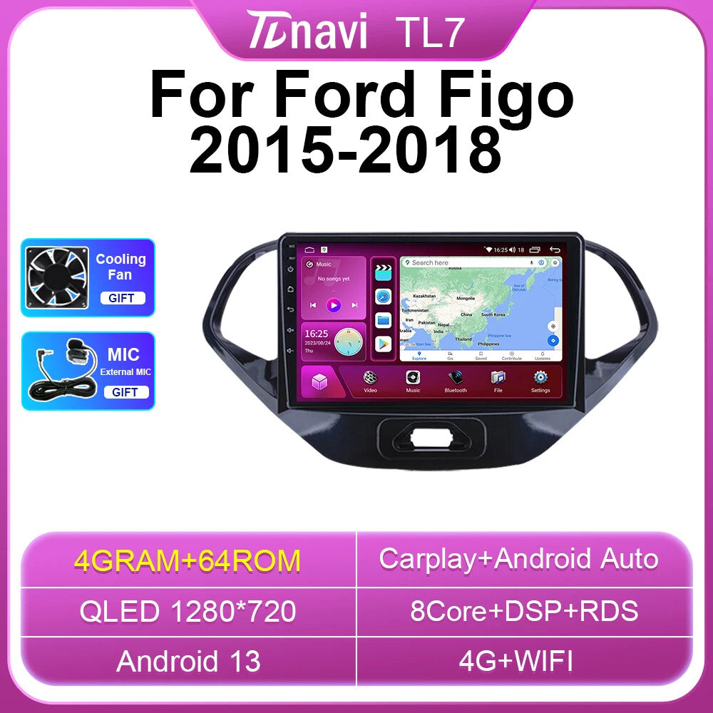 for Ford Figo 2015-2018 Stereo Android Auto Car Radio CarPlay GPS Player Screen