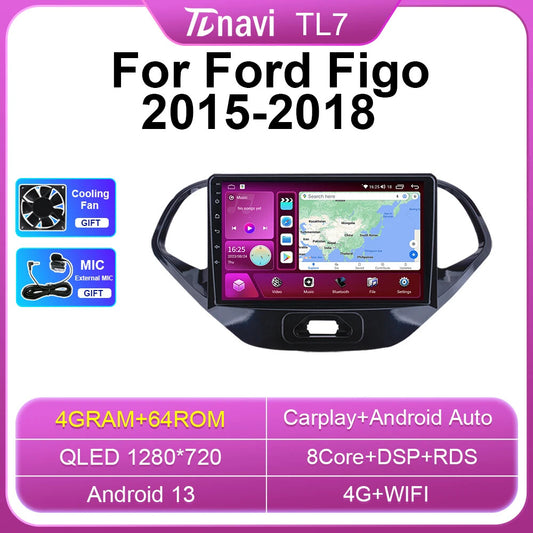 for Ford Figo 2015-2018 Stereo Android Auto Car Radio CarPlay GPS Player Screen