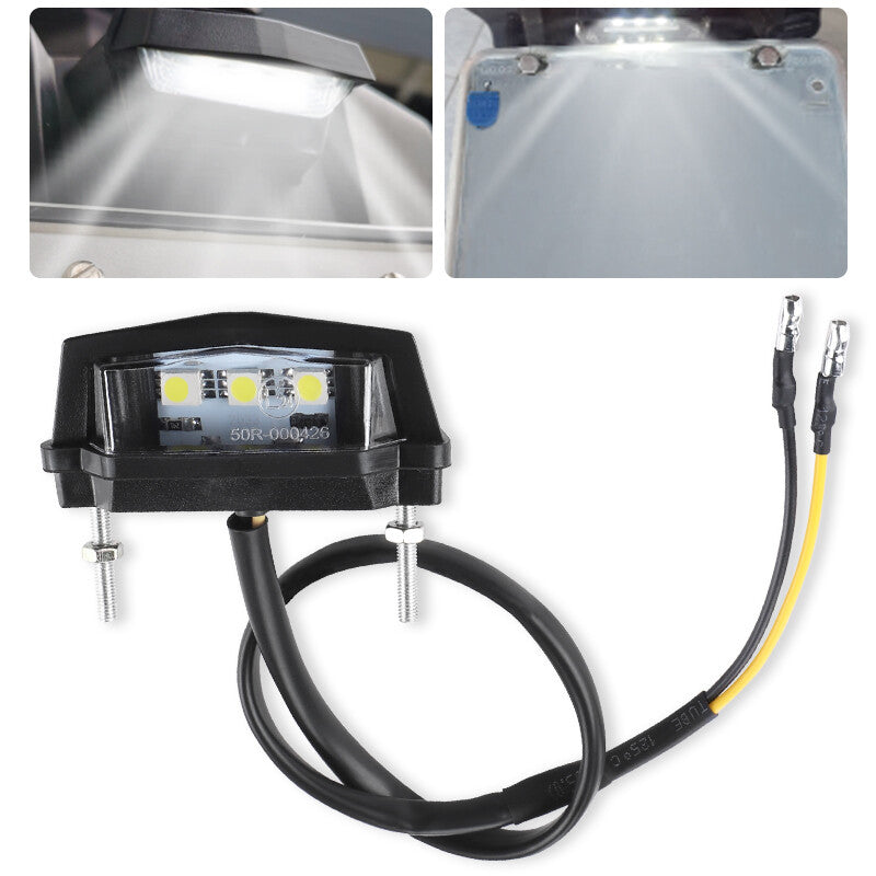 12V Universal Motorcycle Motorbike License Plate White LED Light Lamp Waterproof