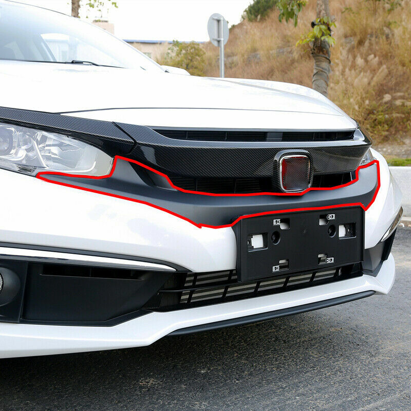 for Honda for Civic 2019-2021 Carbon Fiber Front Lower Mesh Grille Grill Strip Trim