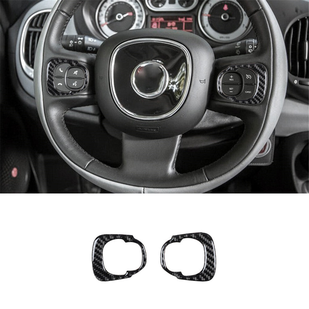 Carbon Fiber Interior Steering Wheel Accent Cover Trim For 2014-2017 for Fiat 500L