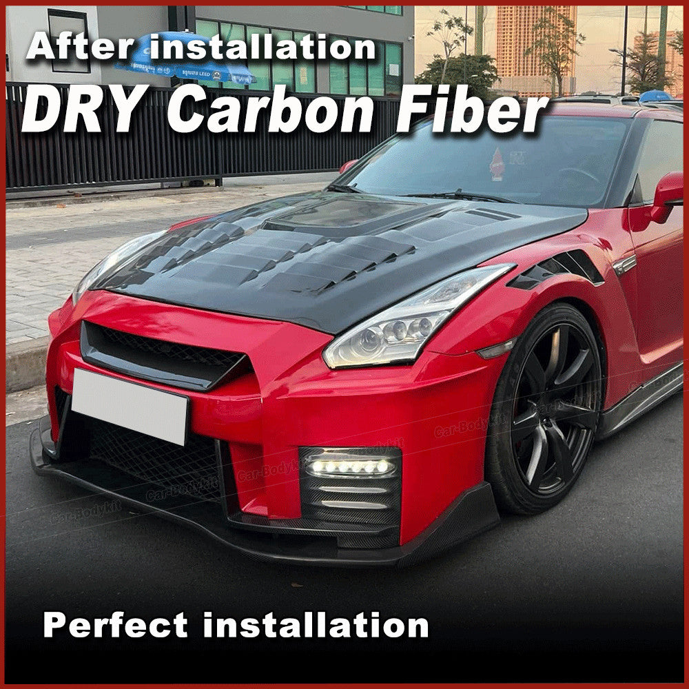 for Nissan R35 GTR 2017-22 Dry Carbon Fiber Front Bumper Grill Grille Cover Trim