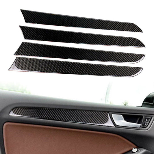 4x Carbon Fiber Interior Door Panel Cover Trim Sticker for Audi A4 B8 2009-2016