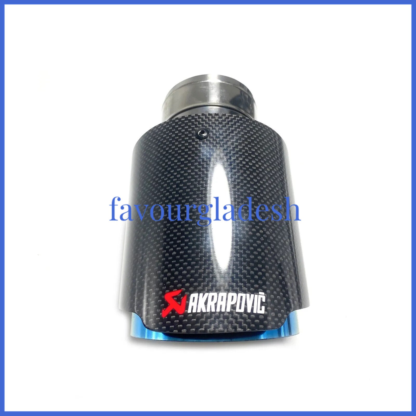 1X 2.5 63mm  4.5114mm Akrapovic Glossy Carbon Fiber Exhaust tip Blue End pipe