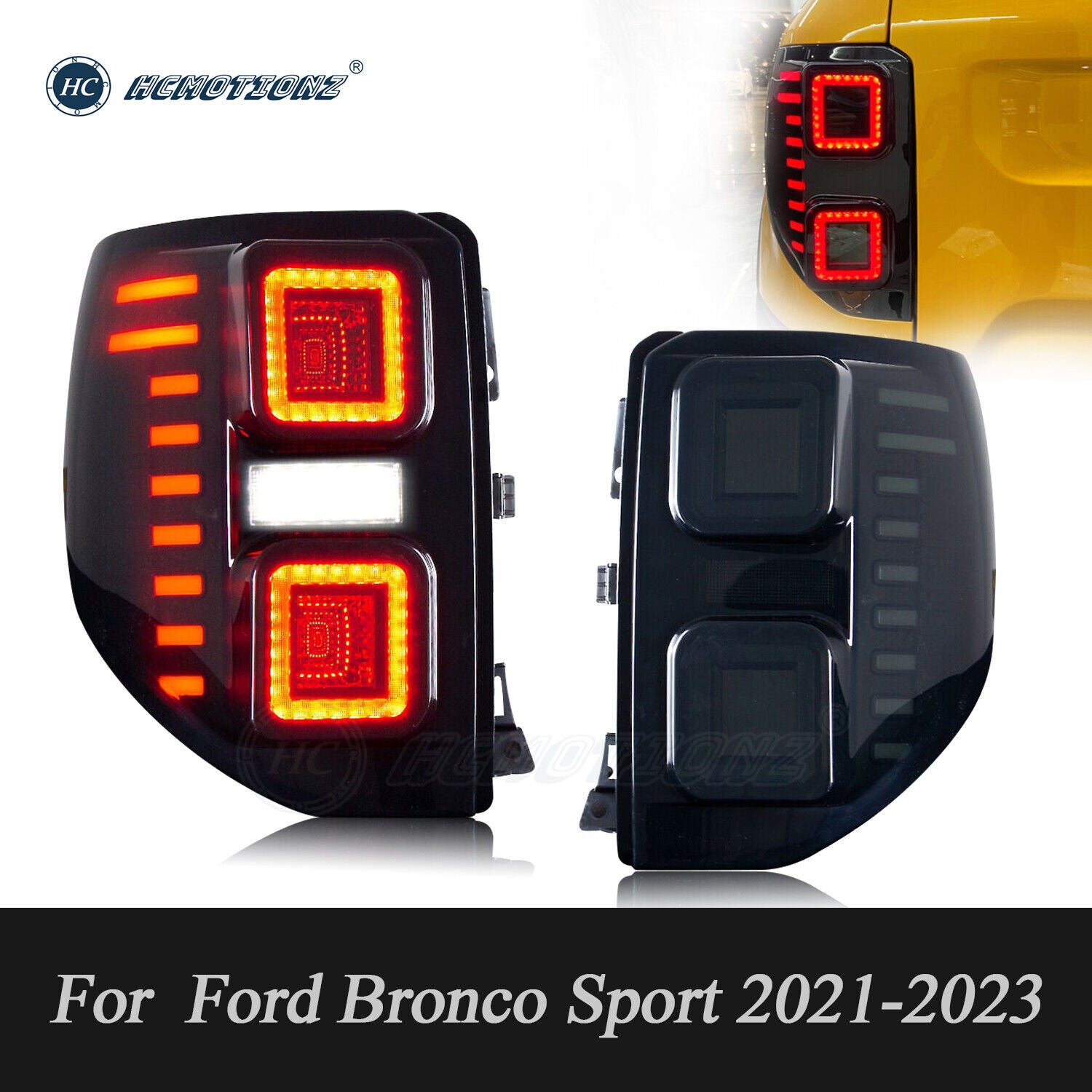 2PCS LED Tail Lights for Ford Bronco Sport 4-door 2021 2022 2023 Rear Lamps
