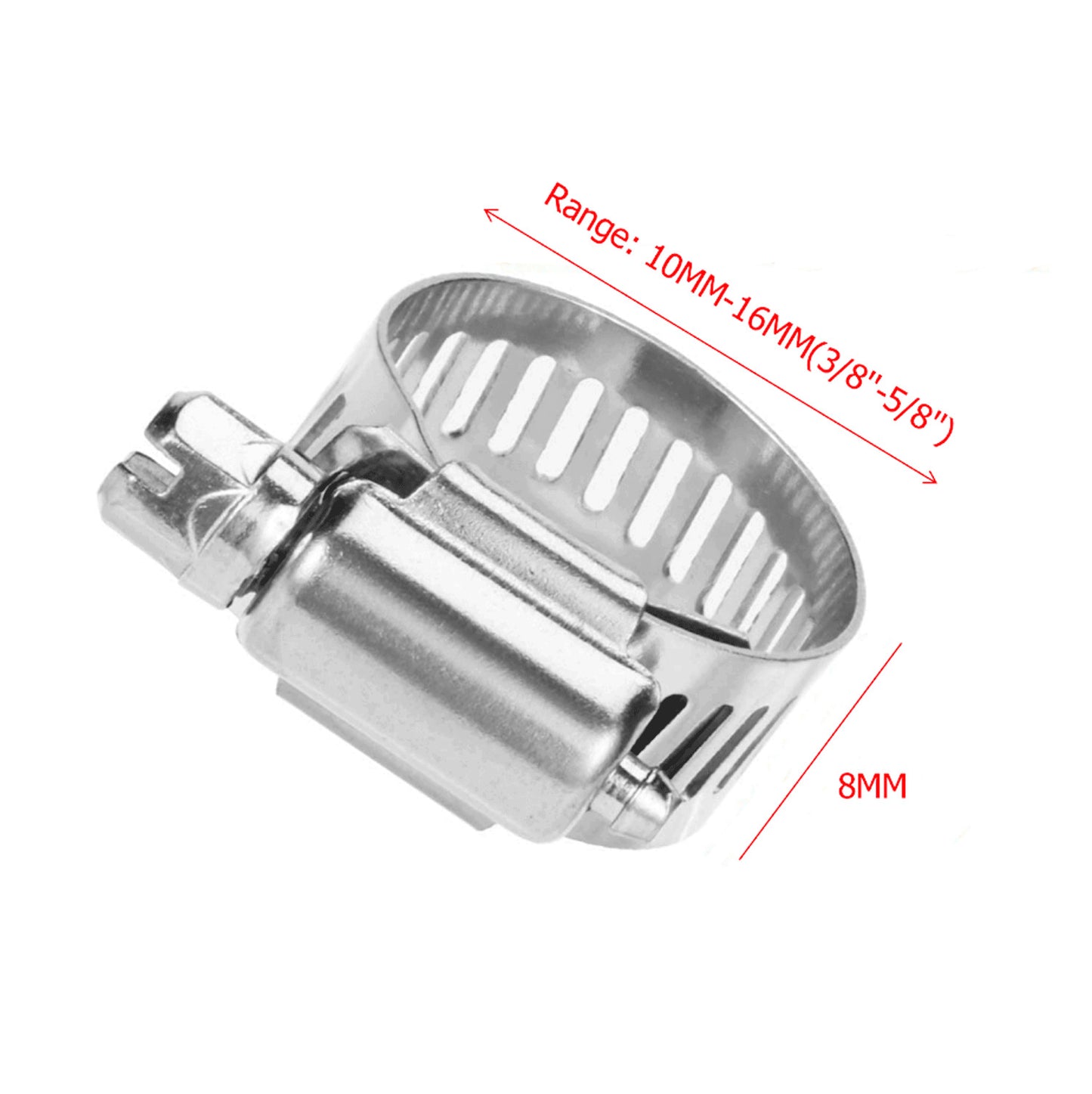 50-pack 3/8 inch - 5/8 inch Adjustable S304 Drive Hose Clamps, Fuel Line Worm Clamps, Hose Clamps