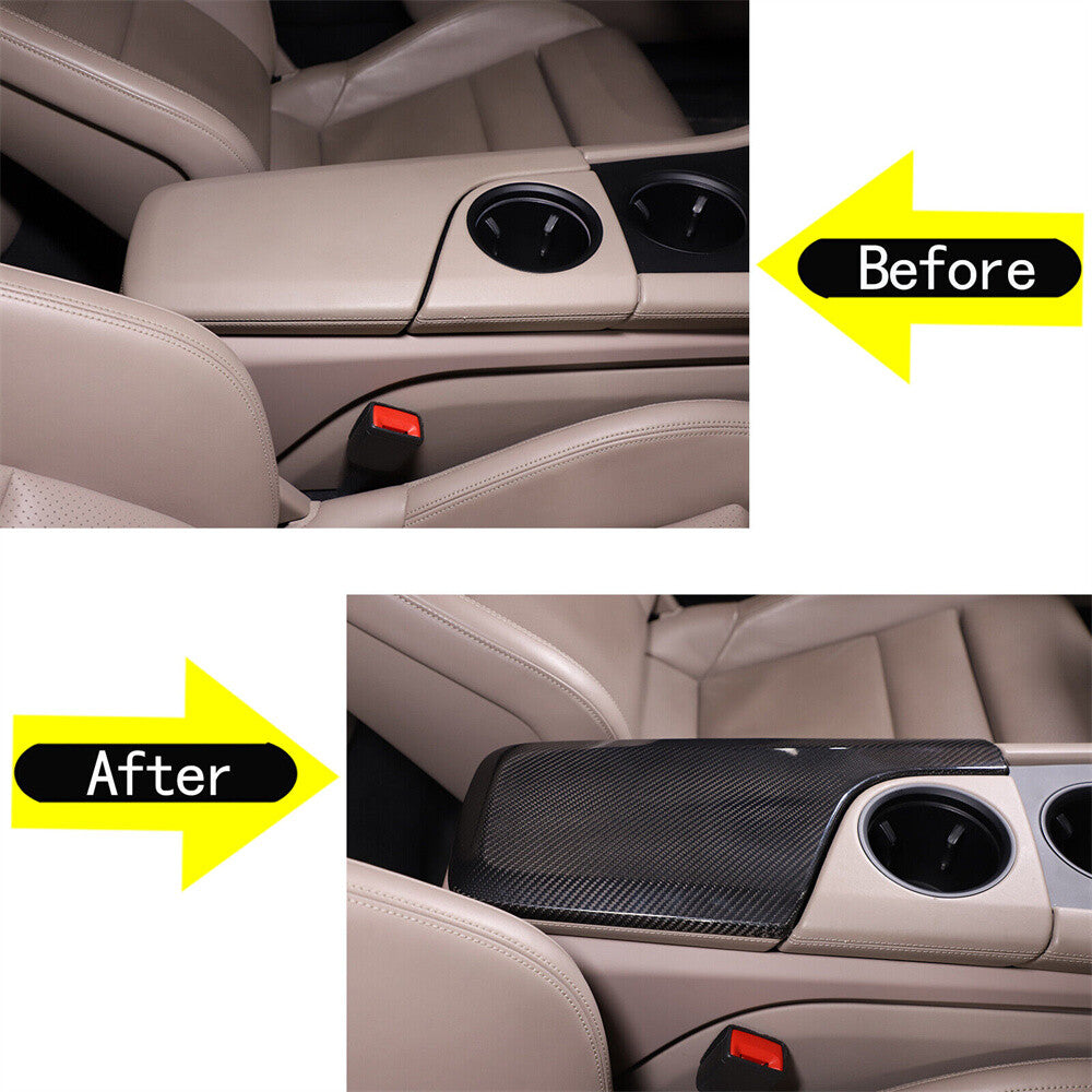 Real Carbon Fiber Center Console Armrest Box Panel Trim for Porsche Taycan 2019+