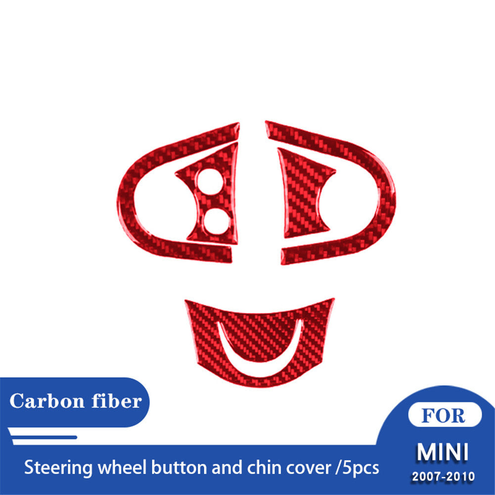 Red Carbon Fiber Steering Wheel Accent Trim Cover for BMW for MINI Cooper 2007-2011