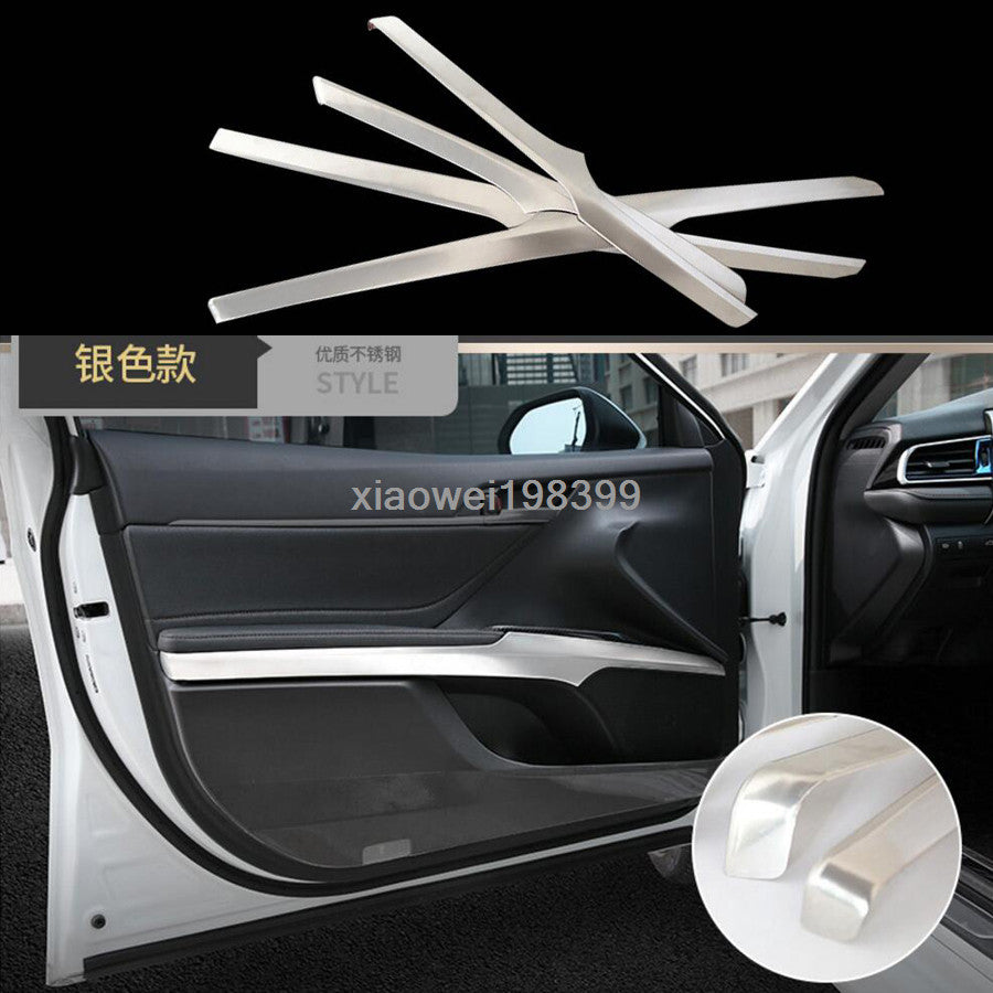 Silver Steel Door Handle Armrest Stripe Cover trim 4P for Toyota for Camry 2018-2021