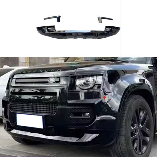 for Land Rover for Defender 2020-2023 Front Bumper Lip Spoiler Bodykit Glossy Black