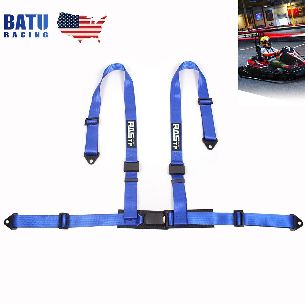 2 4 Point Harness Quick Release Safety Blue Universal for Seat Belt Fit For Go-Kart
