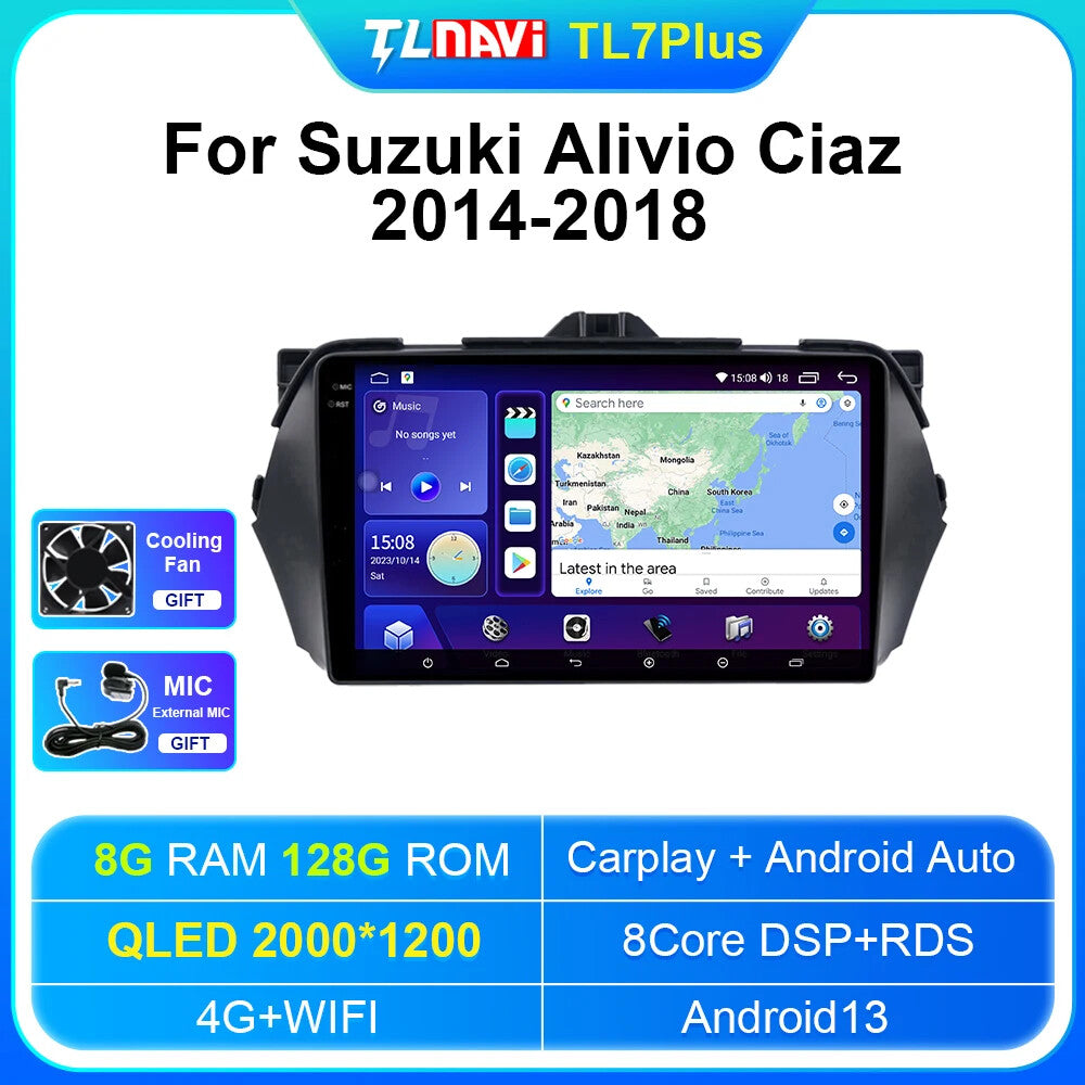 Android CarPlay Car Radio for Suzuki Alivio Ciaz 2014-2018 GPS Stereo Multimedia