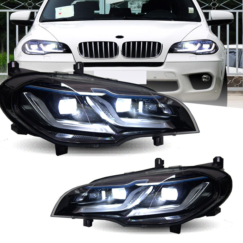 Pair LED Headlamps HID Projector DRL Replace Headlight for BMW X5 E70 2007-2013